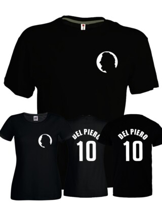 Del Piero T-Shirt 10 auf dem Rücken Alex Captain Schwarz Herren oder Damen Fan Baumwolle