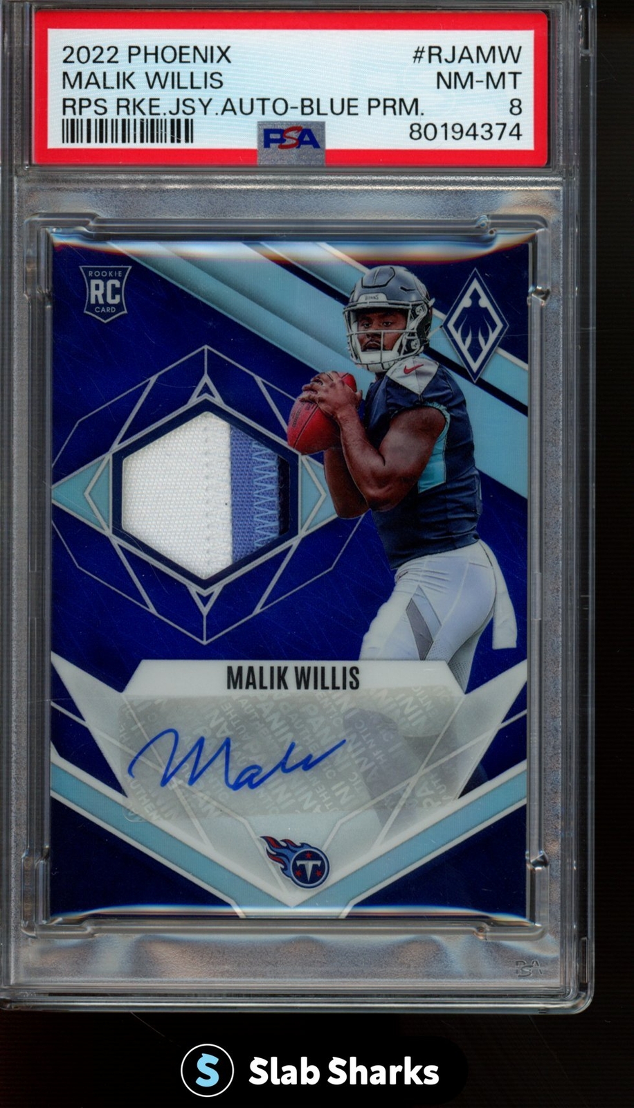 Malik Willis Panini Phoenix Rps Rookie Jersey Autograph #RJAMW Blue Prime