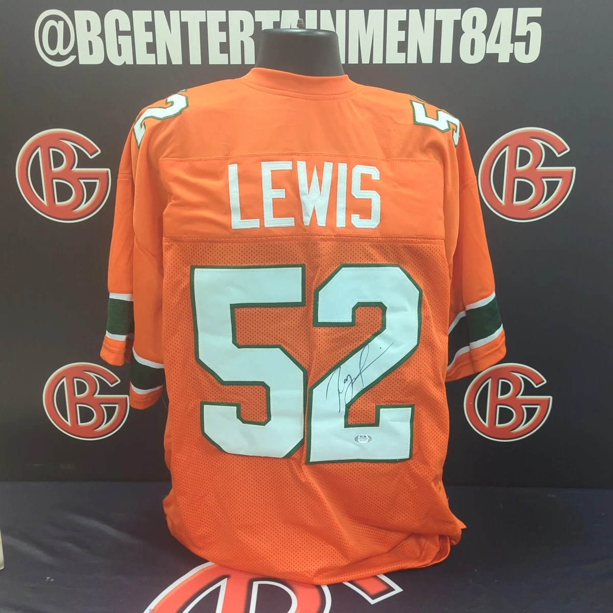 Ray Lewis Orange Miami Jersey Autographed PSA