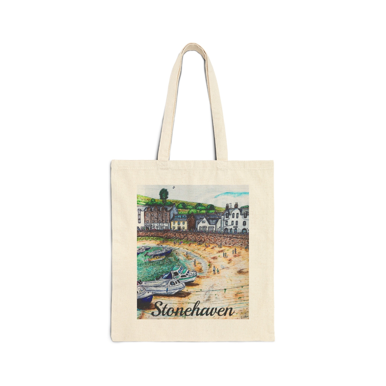 Eco-Friendly Cotton Canvas Tote Bag with Stonehaven Beach Design - Perfect Birthday Gift & Fashion Accessory-image