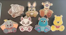Disney Parks Big Feet Plush Hidden Mickey Trading Pins Set of 7