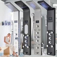 LED Shower Panel Tower Column Mixer Shower Head with Massage System Jets