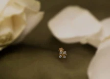 Diamond Nose Pin 14K Solid Gold Symmetrical Shaped Diamond Nose Pin Screw Back.