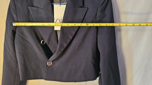 Blazer para mujer ZARA picado azul marino XS NUEVO CON ETIQUETAS - Imagen 6 de 7