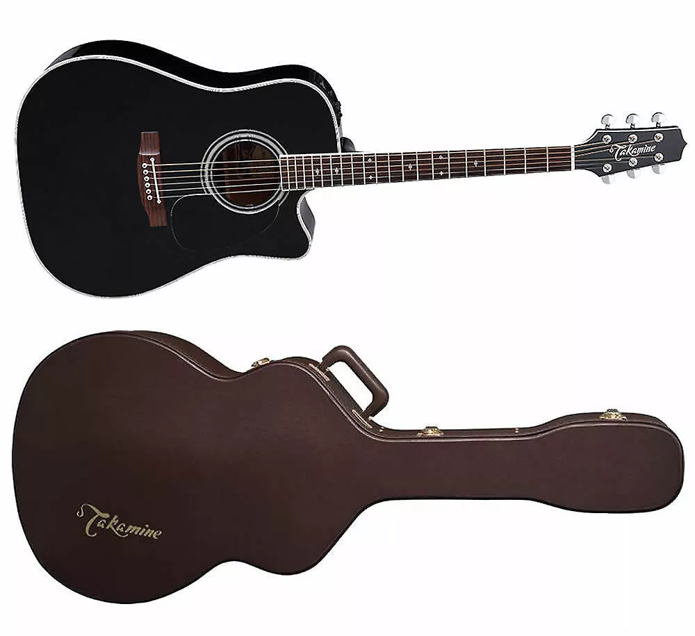 Takamine EF341SC Gloss Black Dreadnought Acoustic Electric Guitar