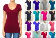 NEW Plus Size Basic Solid Tee T-Shirt V Neck Top Ambiance- L/XL/1X-2X-3X