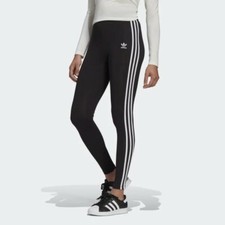 Adidas originals 3 stripes Women black leggings Trousers Jeggings pants size 8