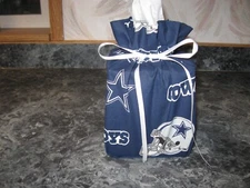 NFL Dallas Cowboys on blue cotton fabric, handmade, square tissue box cover