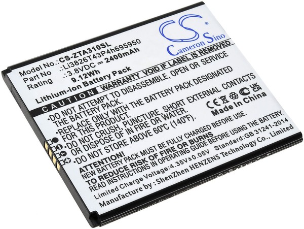 Akku FüR Handy, Smartphone Zte P545 3,8V 2400Mah/9Wh Li-Ion Schwarz-image