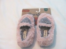 NEW GIRL'S DEARFOAM DUSTY PINK W/ GRAY HEARTS SLIPPERS SHOE SZ 7/8