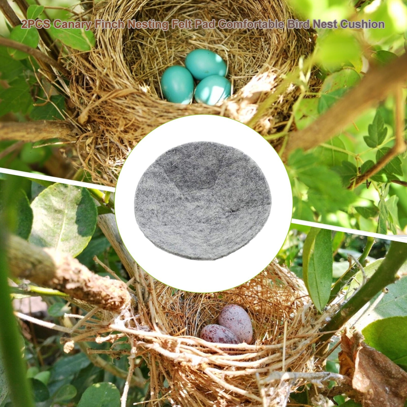 2PCS Canary Finch Bird Nesting Wool Felt Pads 4.1 inch Nest Cushion Sleeping