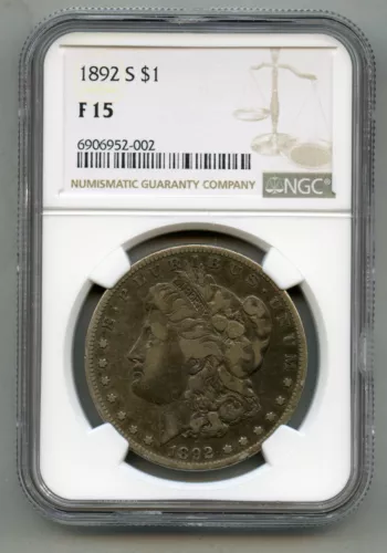 1892 S Morgan Silver Dollar NGC F 15