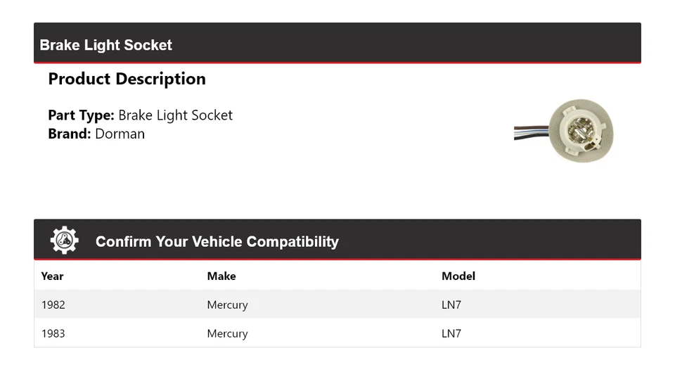 Enchufe de luz de freno Dorman Mercury LN7 1982-1983 Foto 2 de 4