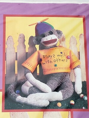 Leisure Arts 46257 21'' Buddy Sock Monkey DIY Nursery Keepsake Gift Plush Kit NIP