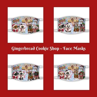 Gingerbread Cookie Shop Dog Cat Pet Photo Face Masks, Personalized custom Masks