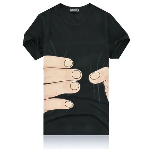 Men Fashion 3D Printed T-shirt Big Hand Funny Sleeve Short Tee