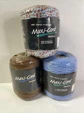 Lot 3 Maxi-Cord 6 mm Braided New Macrame Craft Cord, 300 Total Yards Blue Brown