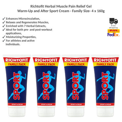 Richtofit Herbal Muscle Pain Relief Gel - 7 Herbs, Warm-Up & Recovery - 4 x 160g