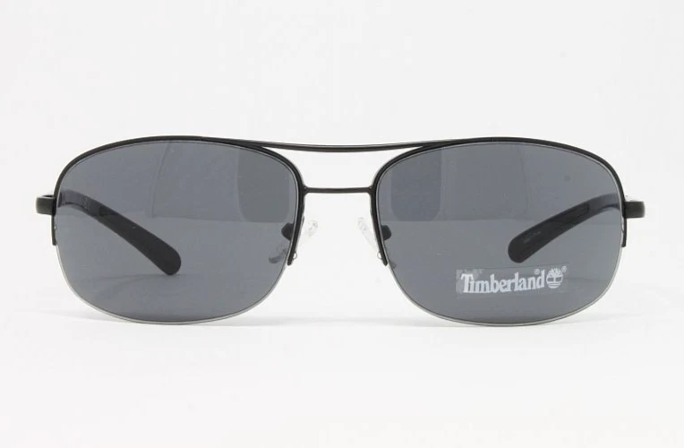 Timberland TB7113-02A Men's Sunglasses Matte Black 61mm Aviator Half Rim Metal