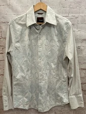 Roar Mens XL Embroidered Button-Up Long Sleeve Shirt Pale Blue Southwest Y2K