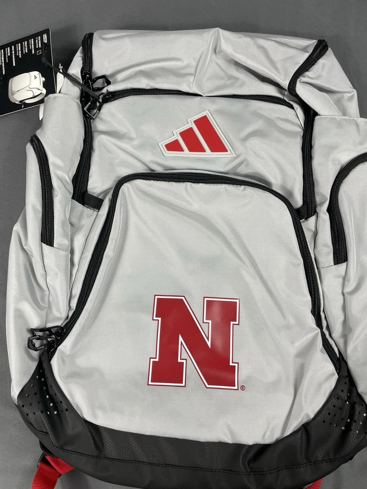 Nueva Mochila Adidas 5-Star Team 2 Gris/Rojo Nebraska Huskers Foto 3 de 4