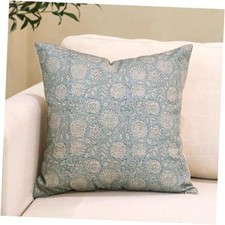 Floral Throw Pillow Covers 20x20 Block Print 20" x 20" Pack of 1 Light Blue
