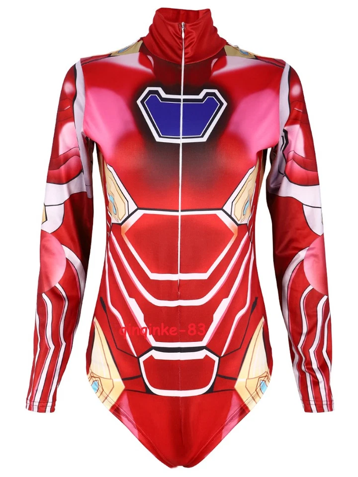 Fato de banho de super-herói cosplay feminino macacão meia-calça manga poliéster presente - Imagem 3 de 4