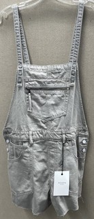 Hidden Jeans Gray Denim Short Overalls Distressed Frayed Hem Utility Romper M