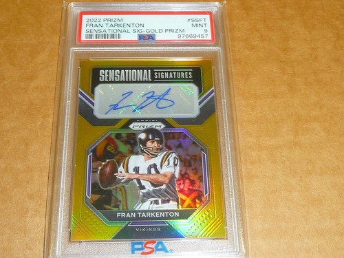 2022 Panini Prizm FRAN TARKENTON AUTOGRAPH/AUTO GOLD PRIZM VIKINGS 10/10 PSA 9