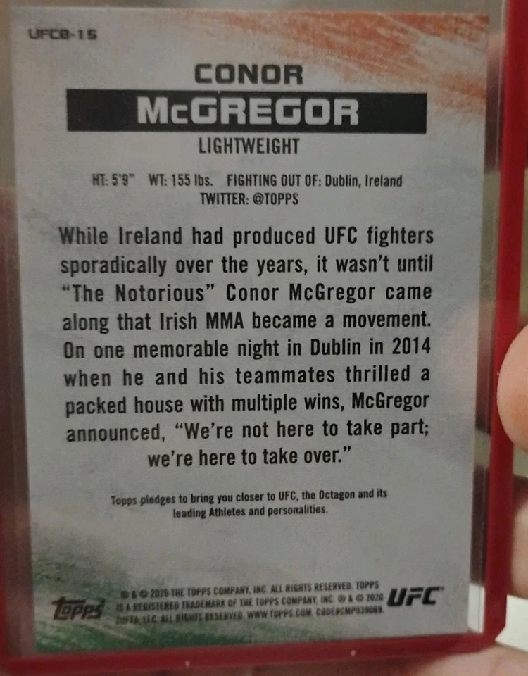 Inserto Topps UFC Conor McGregor Bloodlines 2019 #UFCB-15 Foto 2 de 3