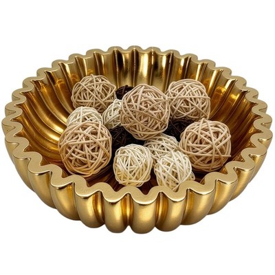 Large Modern Ruffle Bowls, Artificial Stone Decorative Catch All Bowl for Kit...