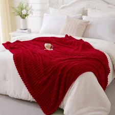 Linecooo Red Fleece Throw Blanket 108”×90” for Couch Sofa Bed,Super Soft Cozy...