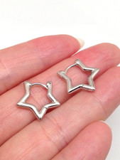 Star Hoop Earrings Small Star Hoops 925 Sterling silver earrings gift for him