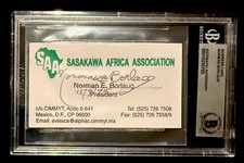 Norman Borlaug Signed Business Card BAS Authenticated Nobel Peace Prize