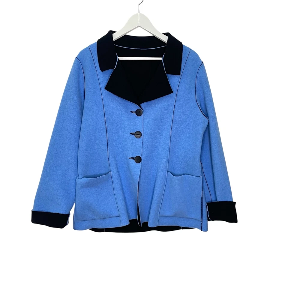Maralyce Ferree Women's Size S Blue & Black Fleece Reversible Short Fall Jacket - Image 2 of 4
