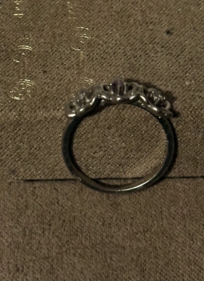 platin ring 950 gebraucht mit Amethyst 0,1ct Und 2 Zirconia - Bild 2 von 3