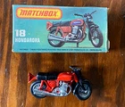 MIB Matchbox Superfast #18 Hondarora Motorcycle in Box Lesney 1975 Red