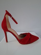 Nine West Womens Shoes Sz 9 M Red Faux Suede Ankle Strap Pumps Orig Price $109