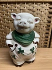 Vintage Shawnee Winnie Smiley Pig Cookie Jar Shamrock Green Clover USA Pottery
