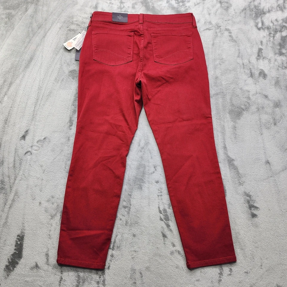 NOVO NYDJ Jeans Feminino 12P PETITE Vermelho Clarissa Tornozelo Cintura Média Skinny Stretch Denim - Imagem 3 de 4