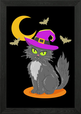 Halloween Katze gerahmtes Wandbild Poster Leinwanddruck Bild