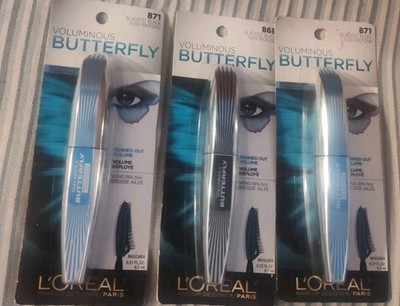 3x LOREAL Paris Butterfly Mascara 871 Blackest Black Fanned Out Volume RETIRED