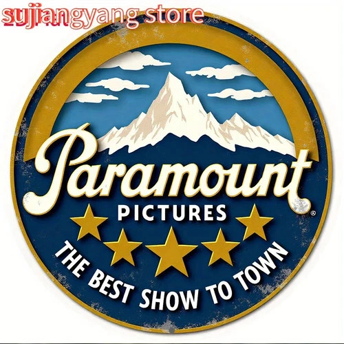Vintage Paramount Pictures Round Tin Metal Signs Home Décor 8x8
