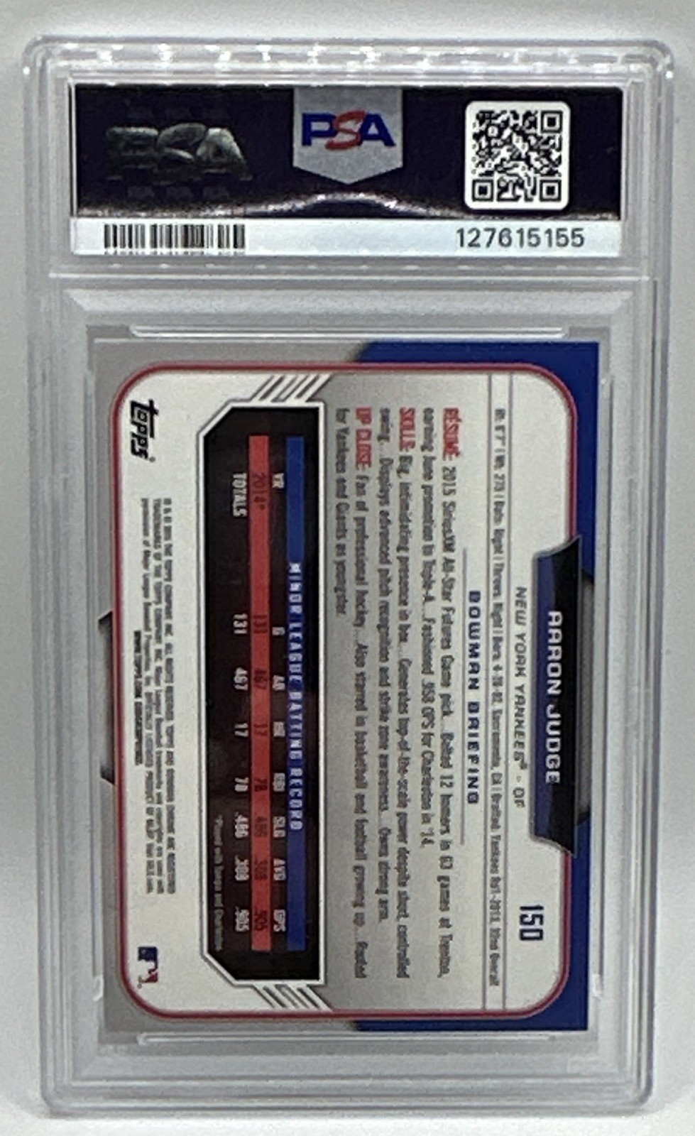2015 Bowman Draft Chrome - Aaron Judge #150 PSA GEM MT 10 - NY Yankees view 4