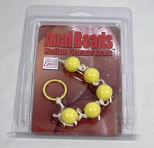 Anal Beads Medium Yellow Pleasure Beads California Exotic Novelties