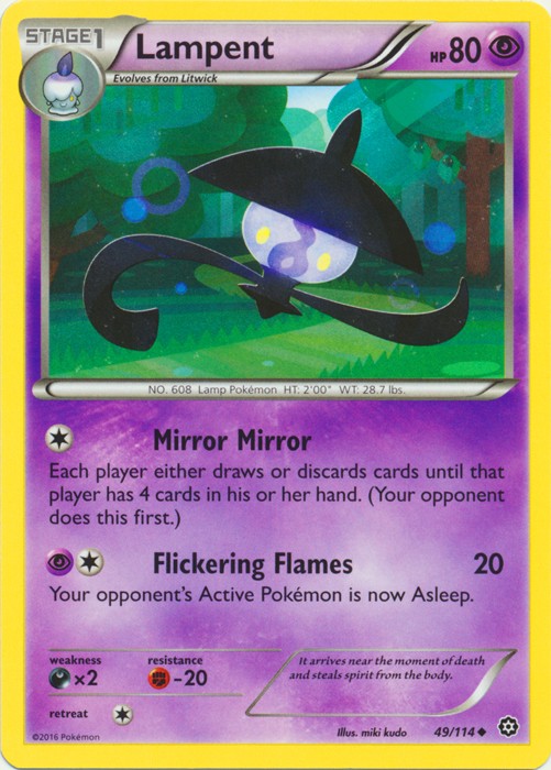 Lampent - 49/114 - Uncommon (Lp) Steam Siege - Psychic Pokémon
