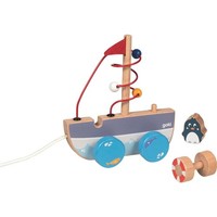 Goki Ziehschiff Ahoi Mit Motorikschleife Metall Holzspielzeug Ab 1 Jahr Kinder