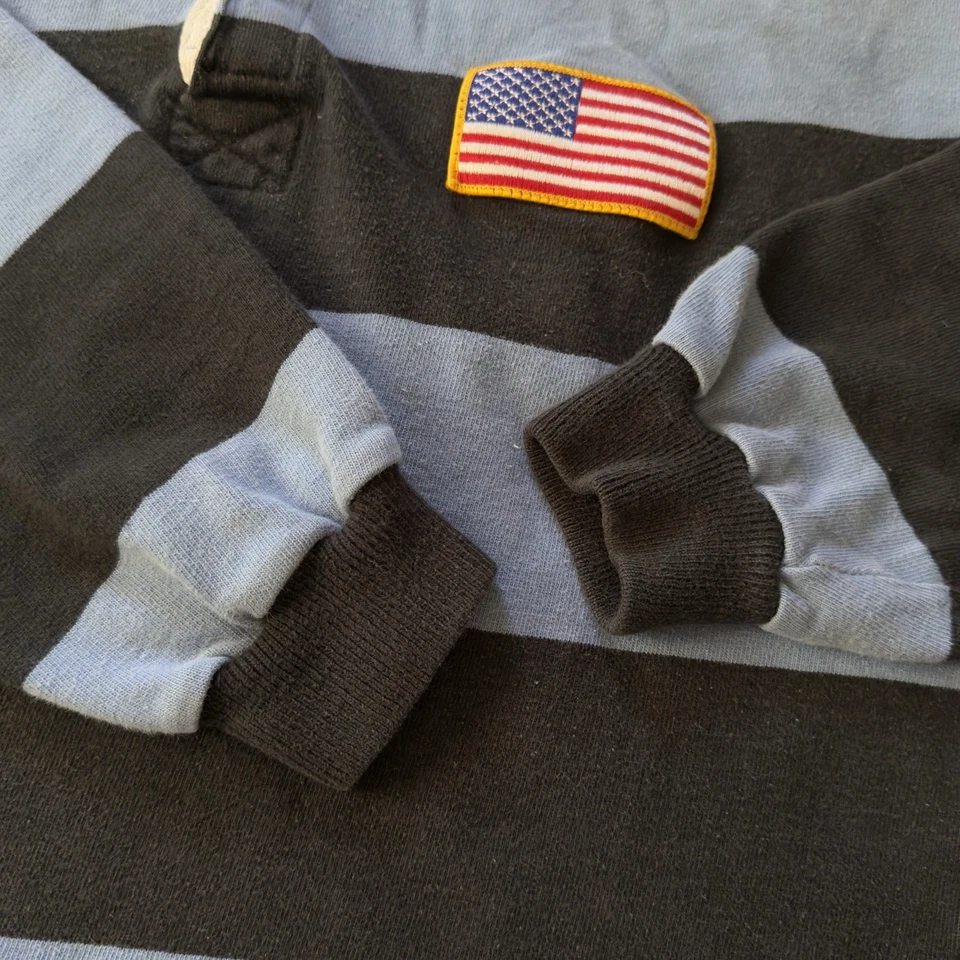 Vintage Halbro US Rugby Jersey Mens XL Late 80s Team USA BLUE WHITE Polo Shirt - Image 3 of 4