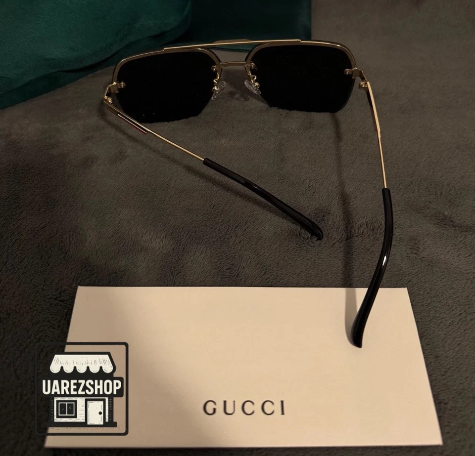 Gucci GG1676S Gold Sunglasses Silver Mirror Monogram Lens 61mm - Image 4 of 4