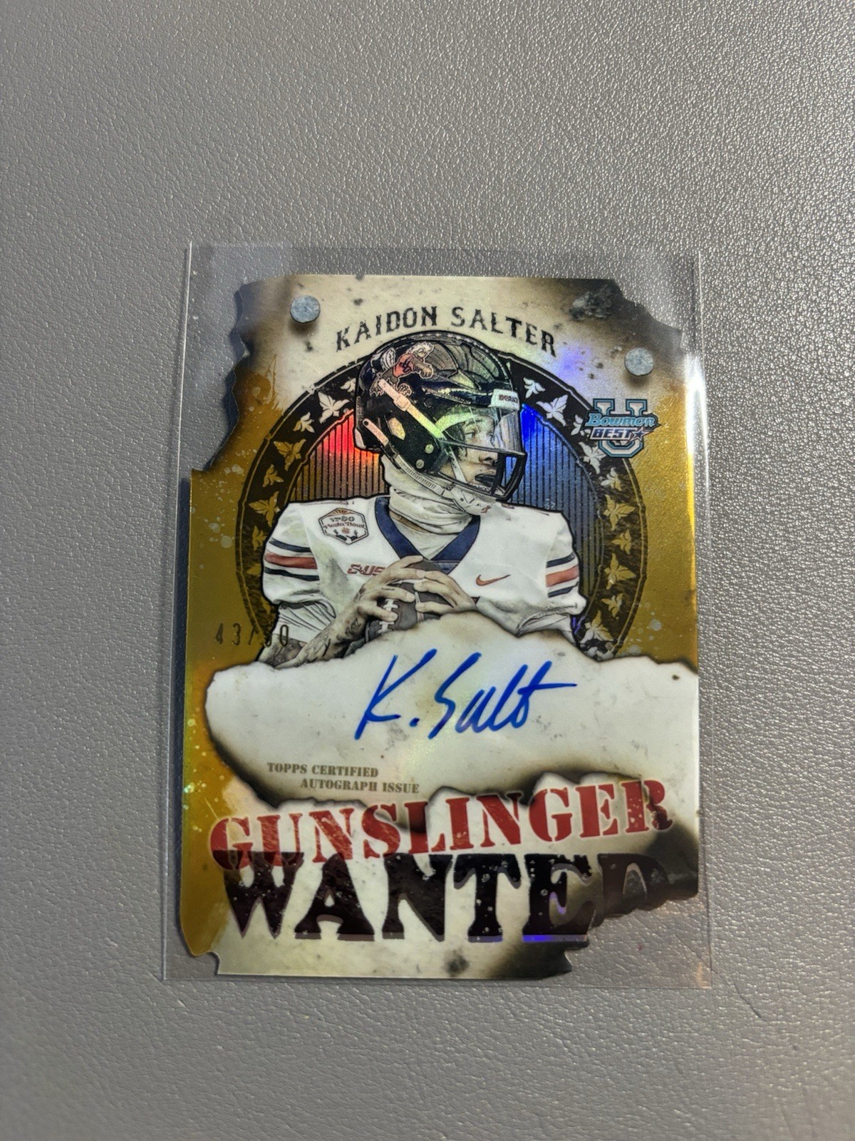 2024 Bowman Chrome U Kaidon Salter Auto #GB-KS /50 – Gunslinger Gold Refractor